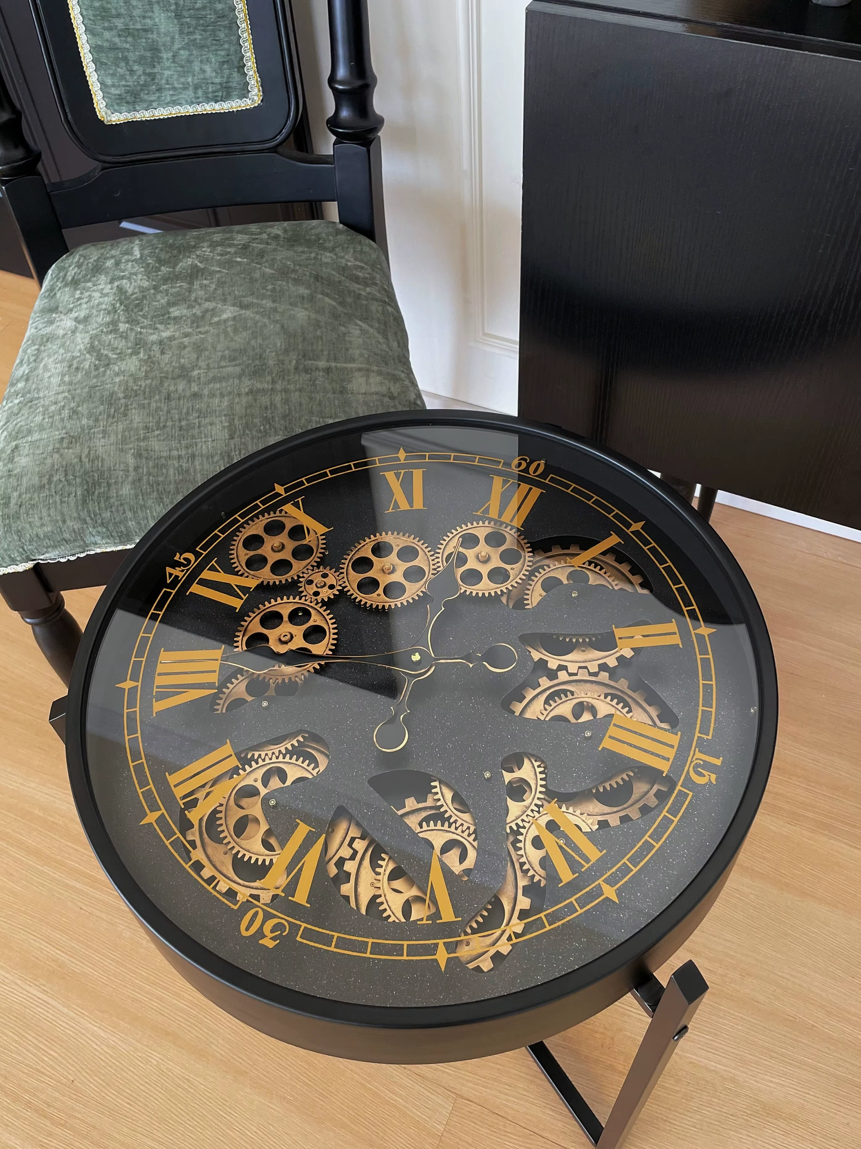 Retro High-End Light Luxury Design American Style Clock Gear Living Room Sofa Side Table Small Tea Table for Apartment Homestay