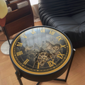 Retro High-End Light Luxury Design American Style Clock Gear Living Room Sofa Side Table Small Tea Table for Apartment Homestay