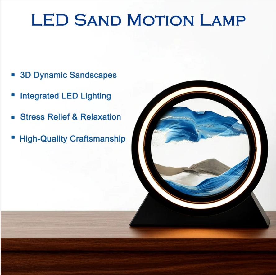 LED Sand Art Motion Lamp for Home Decor, Rotating Landscape Table Lamp